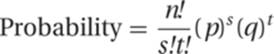 Probability=n!s!t!(p)s(q)t