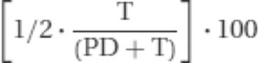[1/2&sdot;⁢T(P⁢D+T)]&sdot;⁢100