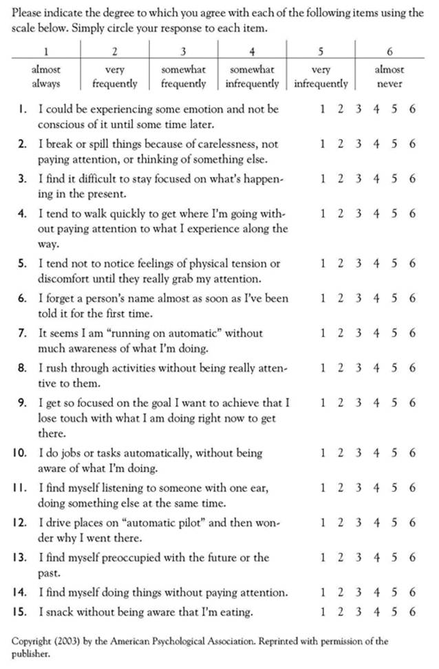 mindfulness attention awareness scale