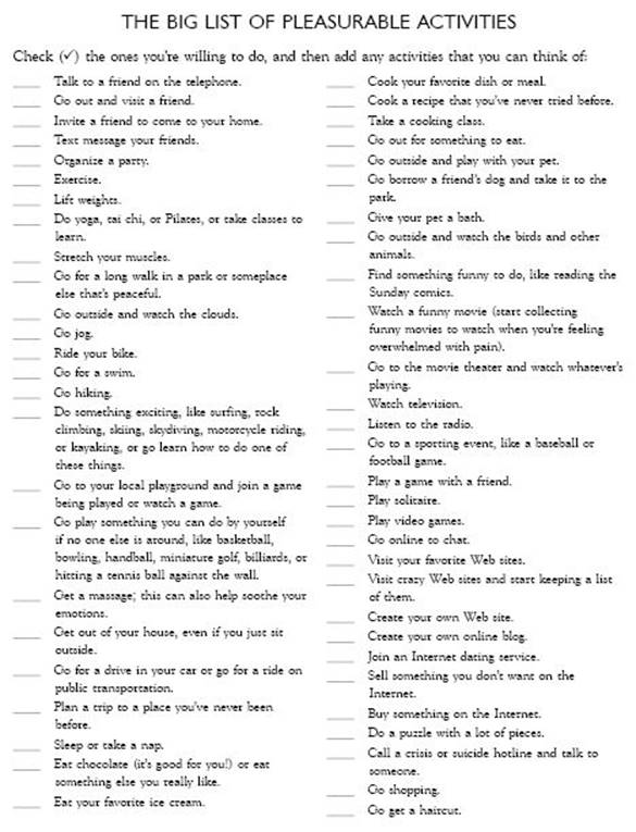 The Big List of Pleasurable Activities