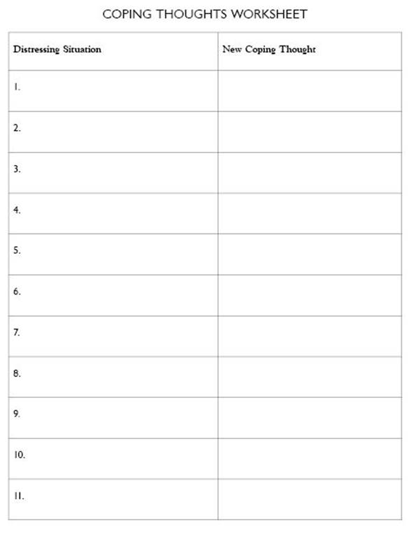 Coping Thoughts Worksheet