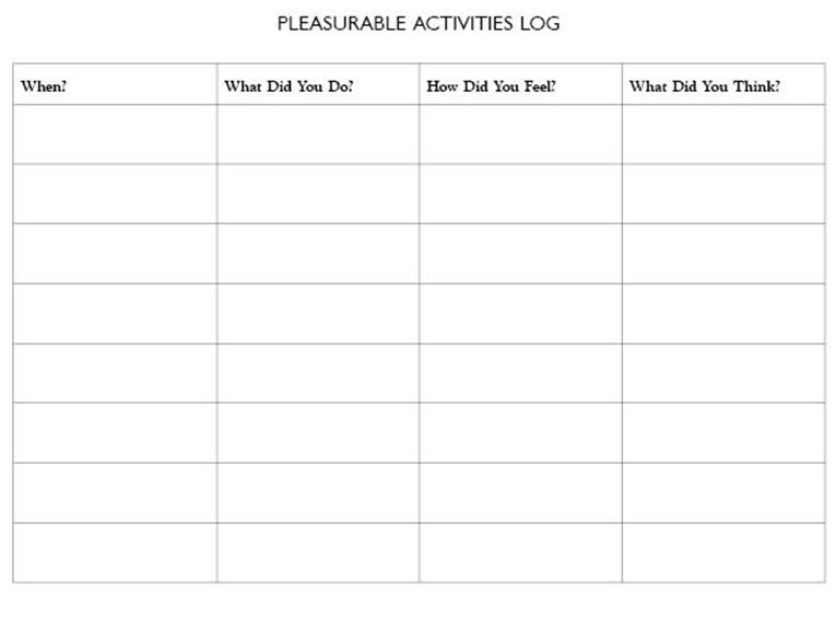 Pleasurable Activities Log